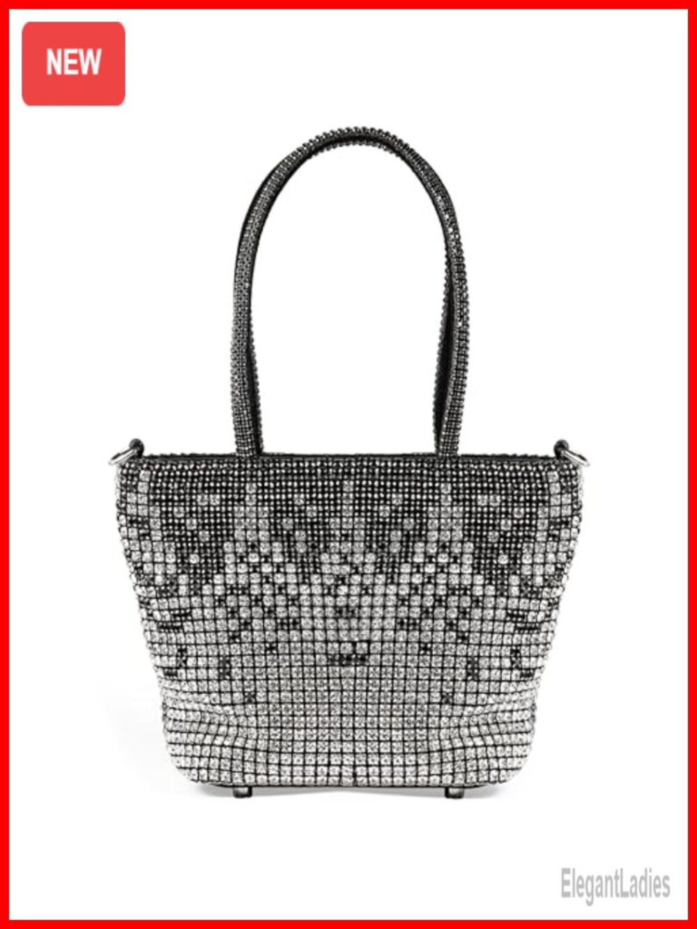 Evening Tote Crossbody Bag with Crystal Rhinestones - Spacious Handbag for